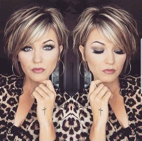 short brown hair with blonde highlights|More.